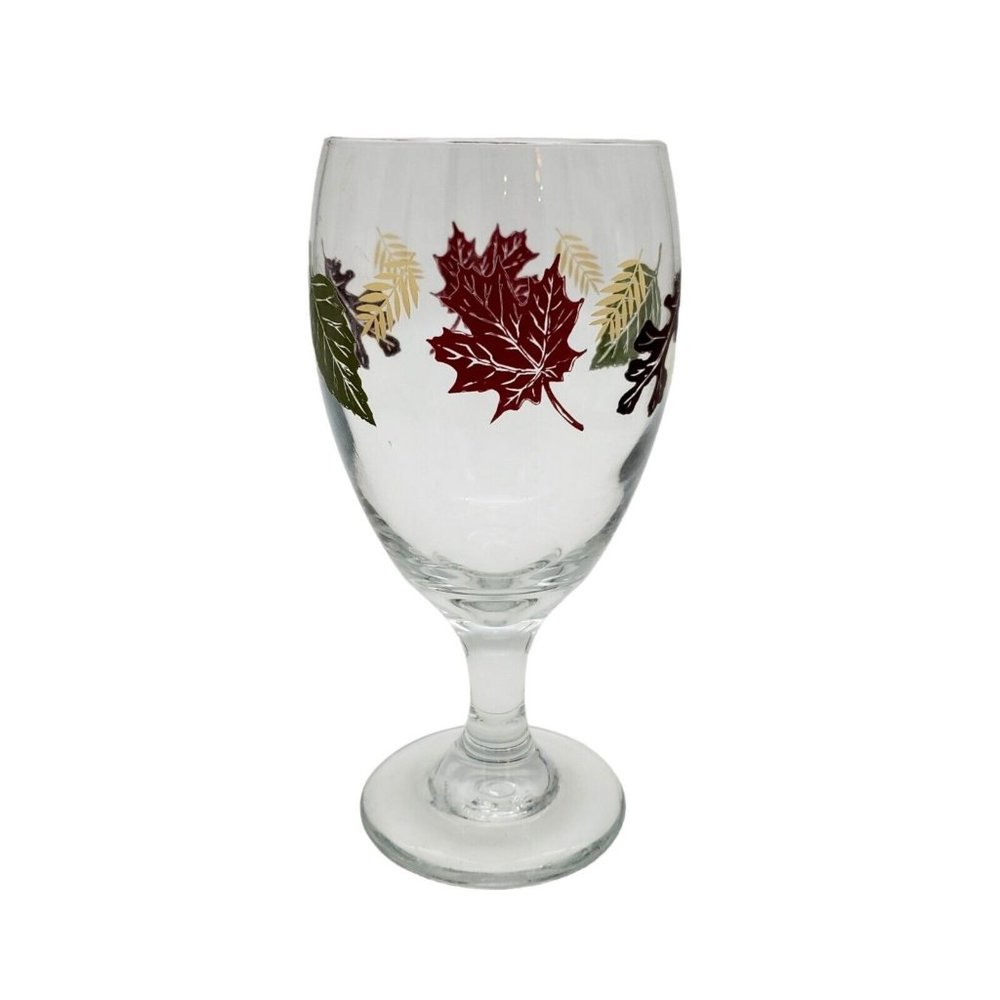Maple Leaf Autumn Water Goblet 14oz Stemware #CC04 Wine Glass Thanksgiving Repla